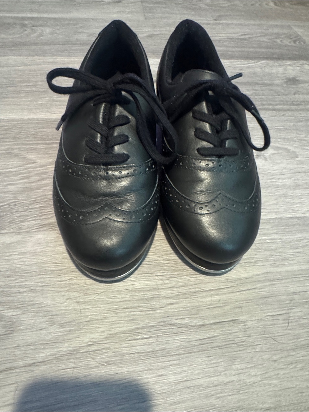 Capezio Black Leather Lace-Up Tap Shoes